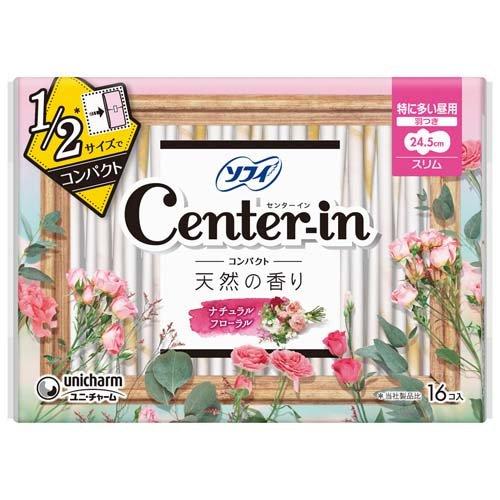 Unicharm Center-In Compact 1/2  pads with Wings 24.5cm 16 Sheets (Floral Scent)