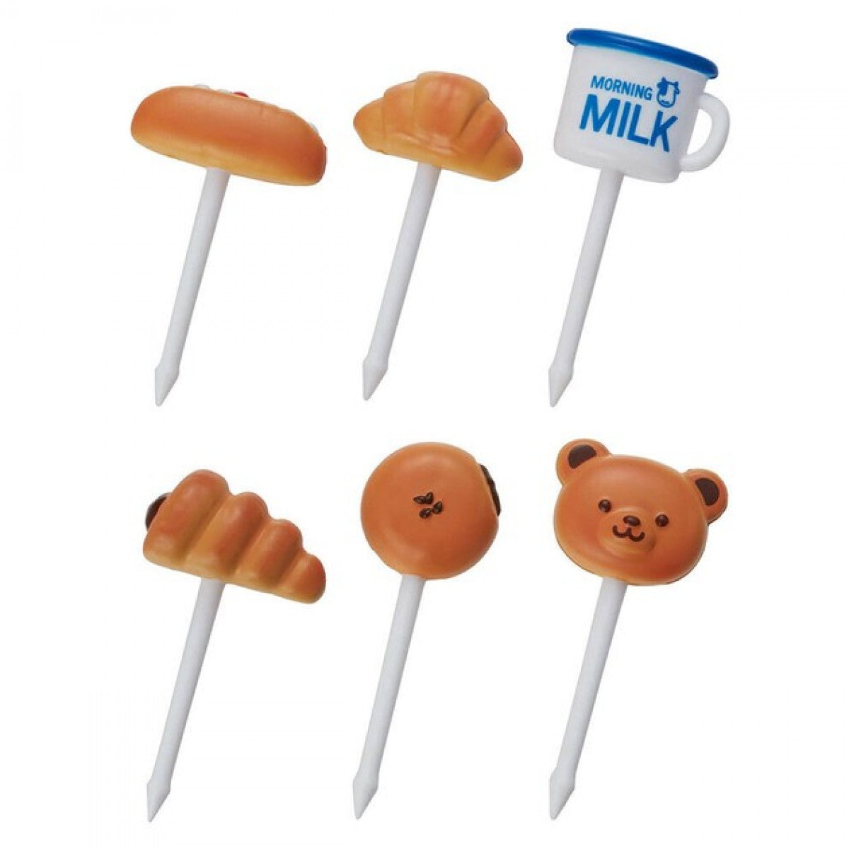 Japan Mama's Assist Lunch Box Food Picks 6pcs（Bread And Milk）