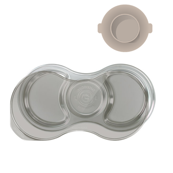 GROSMIMI Stainless Food Tray 3 Compartment With Suction Plate And Lid