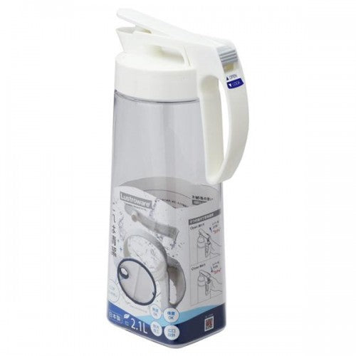 Japan Iwasaki Wide Mouth Vertical/Horizontal Cold Water Bottle Pot 2.1L(White)