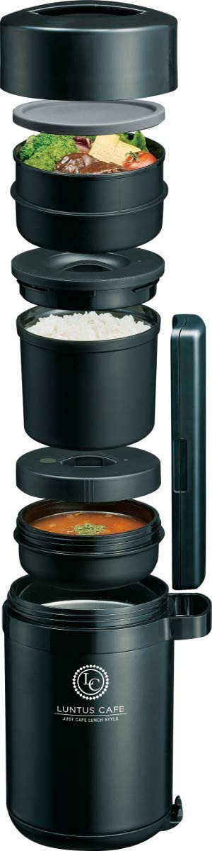 ASVEL Stainless Steel Insulated Lunch Box 1050ml With Bag（Black）