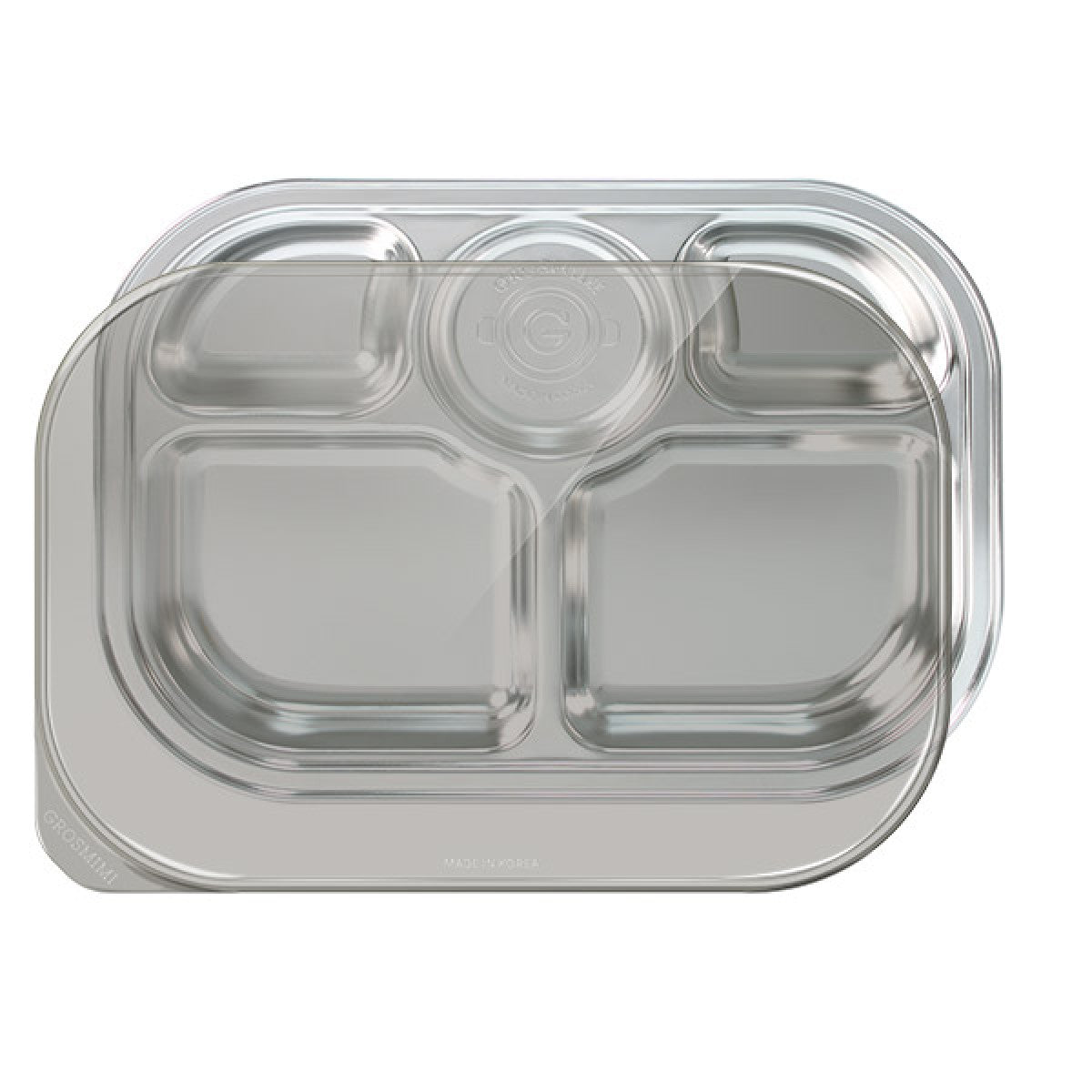GROSMIMI Stainless Food Tray 5 Compartment With Lid