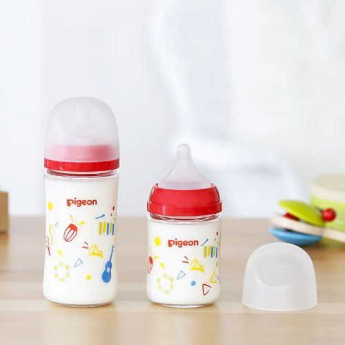 贝亲母乳实感宽口径玻璃奶瓶240ml（M号奶嘴 音乐）