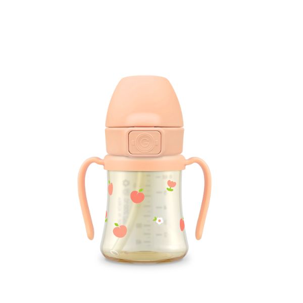 GROSMIMI Peach Flower PPSU Straw Cup + Weighted Straw 200ml (Rose Coral)