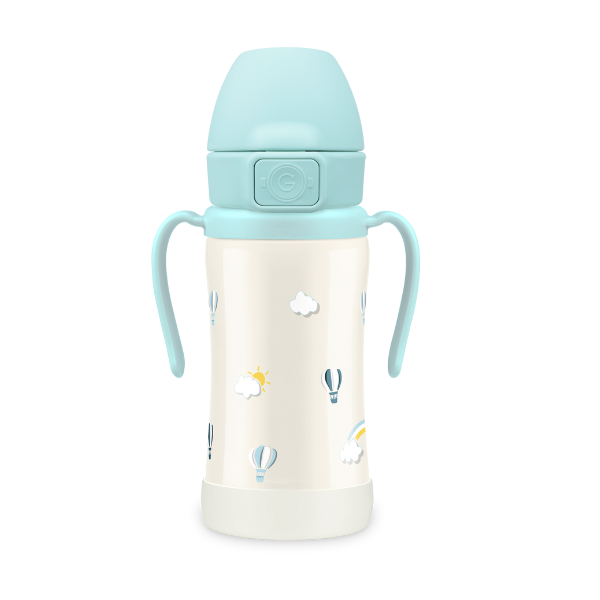 Grosmimi Sky Balloon Stainless Straw Cup 300ml (Creamy Blue)