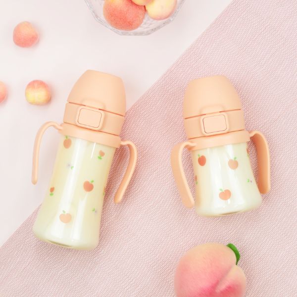 GROSMIMI Peach Flower PPSU Straw Cup + Weighted Straw 200ml (Rose Coral)