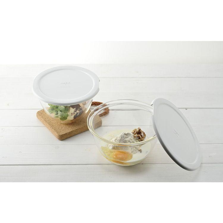 HARIO Heat-Resistant Glass Bowl Set with Microwave-Safe Lids (Set of 2)
