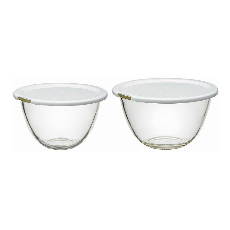 HARIO Heat-Resistant Glass Bowl Set with Microwave-Safe Lids (Set of 2)