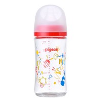 Pigeon Sof Touch Peristaltic Plus Wide Neck Nursing Bottle Glass 240ml (M Teat Music）