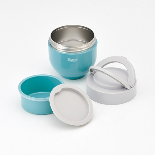 Japan Skater Stainless Insulated Bento Bowl 540ml (Blue Green) Foldable Handle Japan Skater Stainless Insulated Bento Bowl 540ml (Blue Green) Foldable Handle