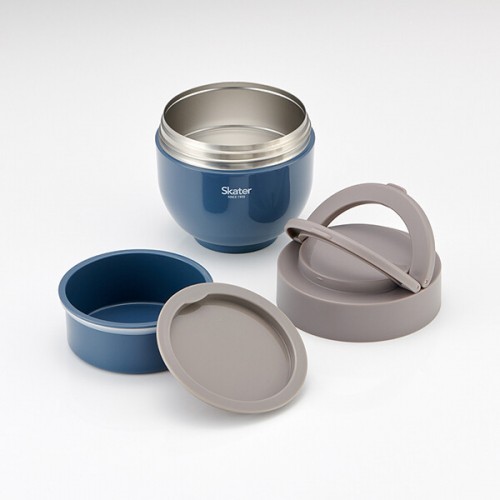 Japan Skater Stainless Insulated Bento Bowl 800ml (Blue) Foldable Handle Japan Skater Stainless Insulated Bento Bowl 800ml (Blue) Foldable Handle