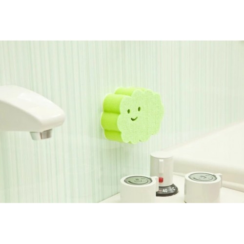 Made In Japan Aisen Stick-On Bathroom Cleaning Sponge (Green) Made In Japan Aisen Stick-On Bathroom Cleaning Sponge (Green)