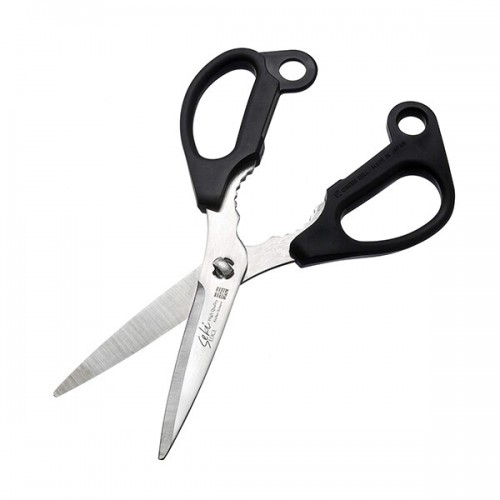 Green Bell Serrated Blade Stainless Kitchen Scissors (Black/20.9cm) 