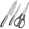 Japan Yaxell Premio Stainless Santoku Knife, Petty Knife & Kitchen Scissors Set