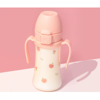 GROSMIMI Peach Flower PPSU Straw Cup + Weighted Straw 300ml (Rose Coral)