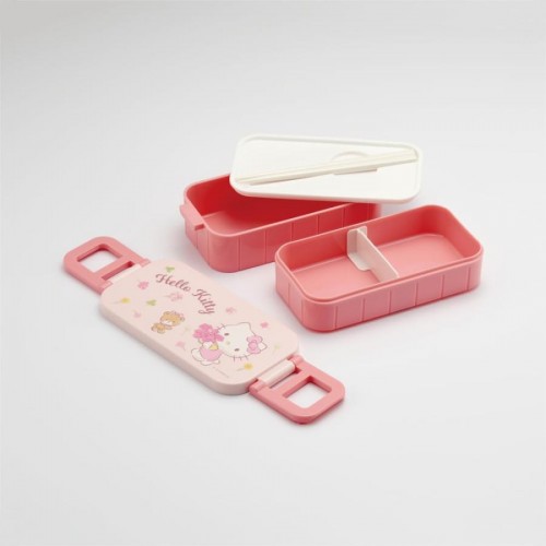 Skater Antibacterial 2 Tier Lunch Box With Chopsticks 600ml (Hello Kitty)