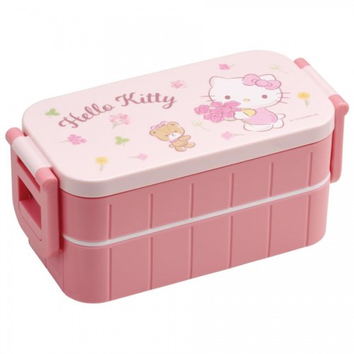 Skater Antibacterial 2 Tier Lunch Box With Chopsticks 600ml (Hello Kitty)