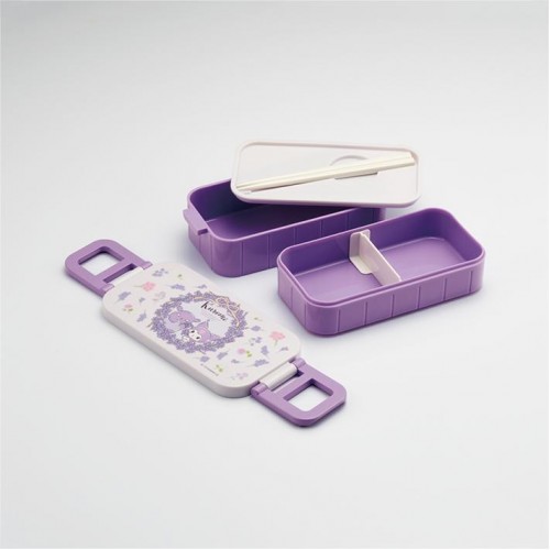 Skater Antibacterial 2 Tier Lunch Box With Chopsticks 600ml (Kuromi)