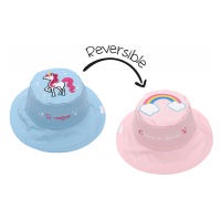 Canada FlapJackKids  Reversible Baby And Kids Sun Hat (Rainbow Unicorn / S 6m-2y）With Chin Strap