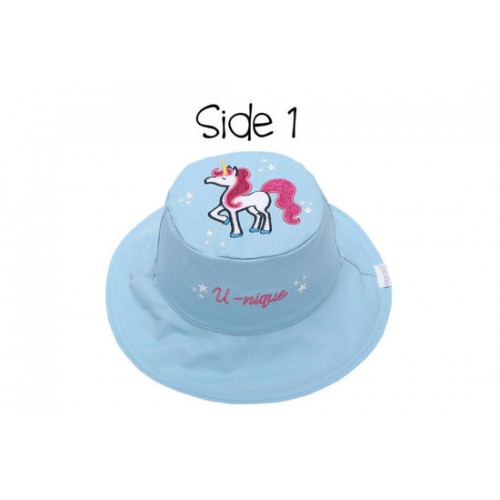 Canada FlapJackKids  Reversible Baby And Kids Sun Hat (Rainbow Unicorn / S 6m-2y）With Chin Strap