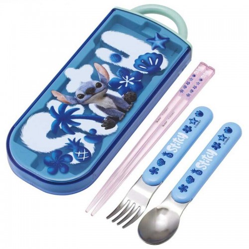 Japan SKATER Antibacterial Children's Lunch Cutlery Set (Stitch）