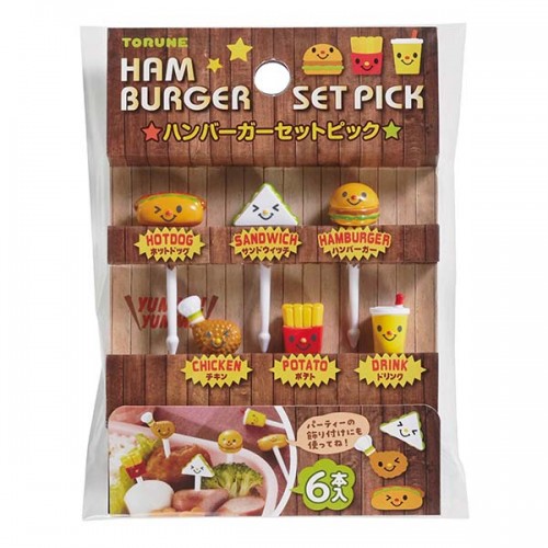Japan Mama's Assist Lunch Box Food Picks 6pcs（Burger And Fries）