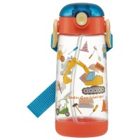 Skater  Kid Straw Water Bottle 480ml+ Exrtra Straw Replacement (Construction Vehicle)