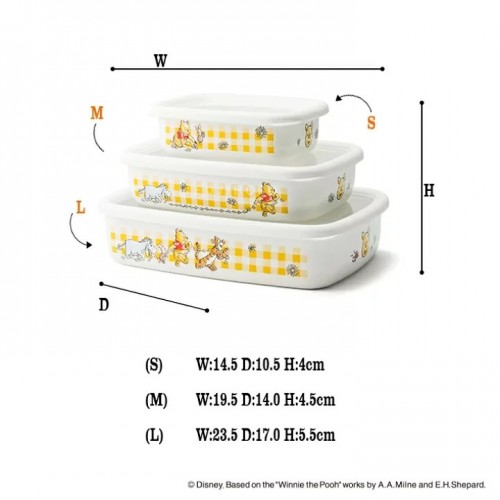 Fuji Enamel Storage Container With Lid Set of 3 (Winnie the Pooh) Fuji Enamel Storage Container With Lid Set of 3 (Winnie the Pooh)