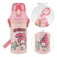 Skater Antibacterial Kid Water Bottle With Strap 480ml (Pink My Melody)