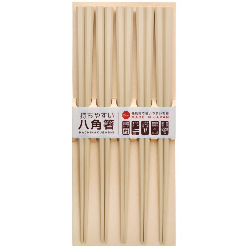 Japan SUNLIFE Octagonal Chopsticks 5 Pairs ( Natural)