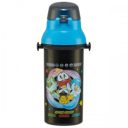 Skater Antibacterial Kid Water Bottle With Strap 480ml  (Blue Black Pokemon)