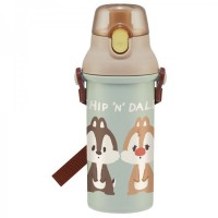 Skater Antibacterial Kid Water Bottle With Strap 480ml（Chip & Dale）