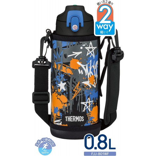 Thermos 2-Way Stainless Steel Vacuum Insulated Water Bottle 800ml(Black Blue) Thermos 2-Way Stainless Steel Vacuum Insulated Water Bottle 800ml(Black Blue)