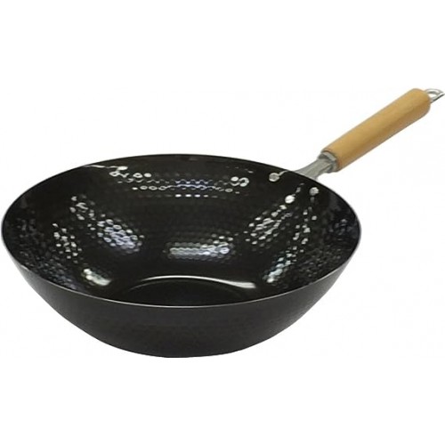 Tamahashi  Hammered Iron Wok (30cm) Black